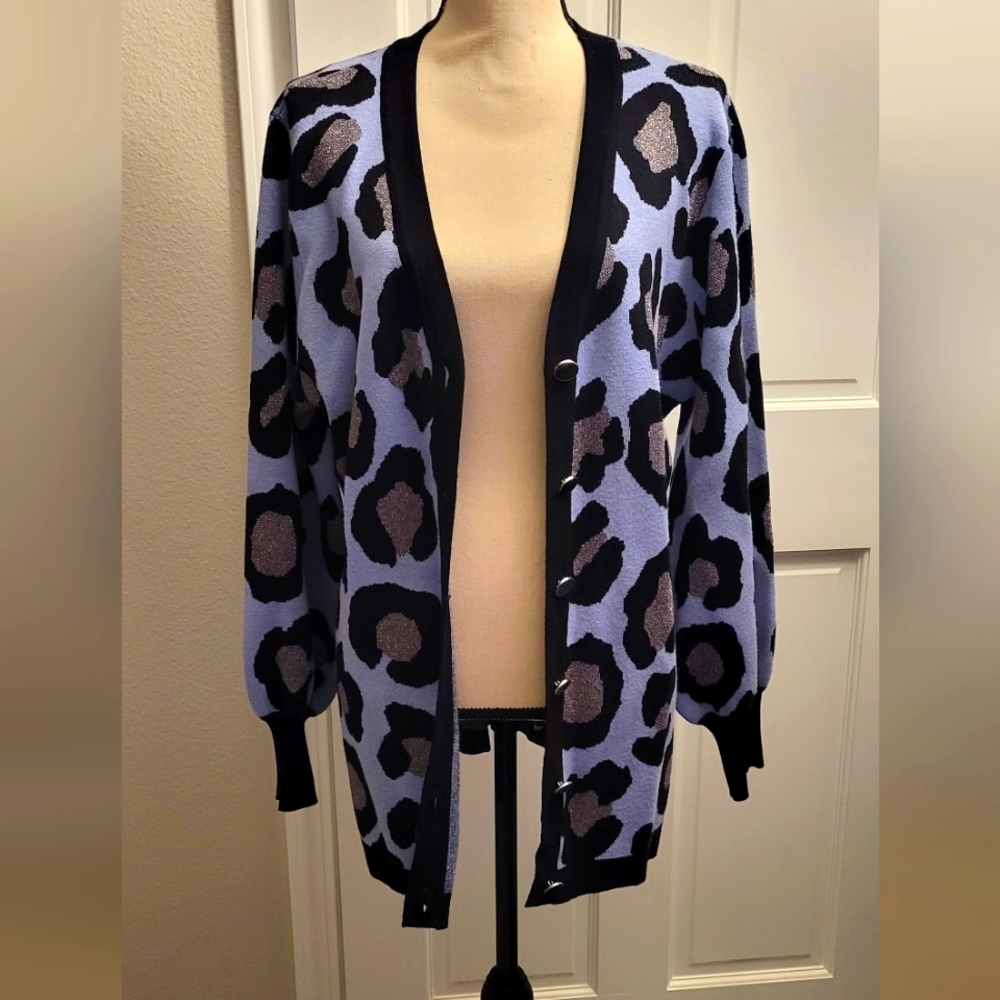 Leopard Print Sparkly Cardigan